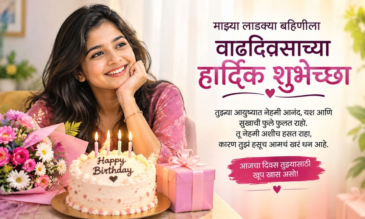 150+ Best Birthday Wishes for Sister in Marathi (2026) | Heartfelt Messages 🎂💖