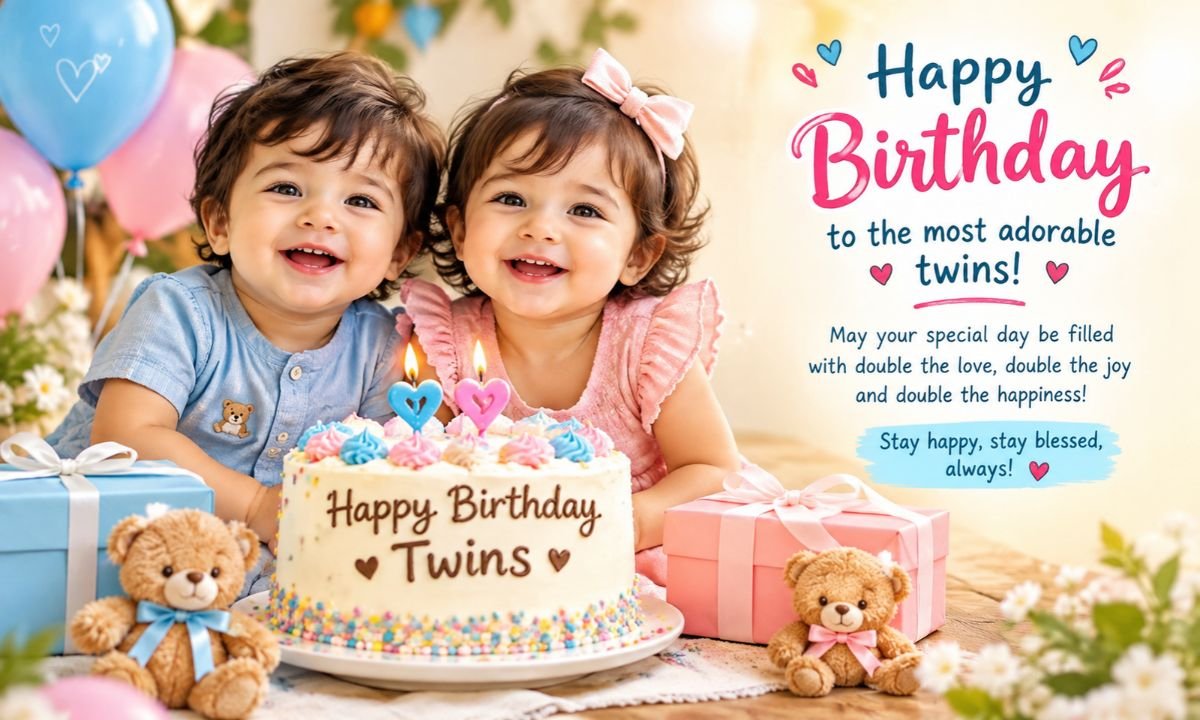 200+ Cute Birthday Wishes for Twins (2026) Sweet & Heartfelt 🎂💖