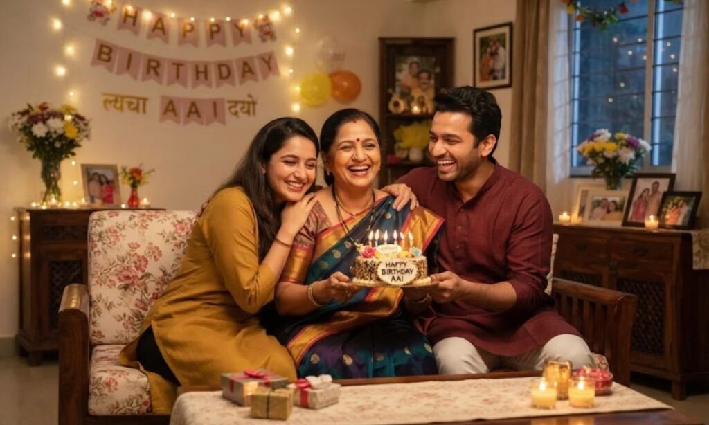 Birthday Wishes for Aai from Son and Daughter