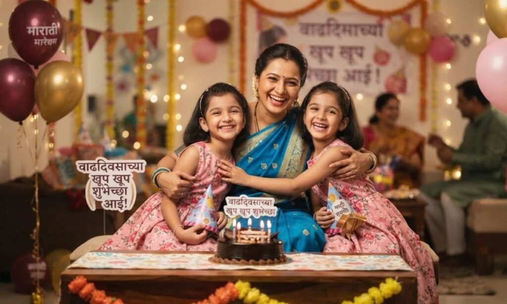 Twins Birthday Wishes for Mother in Marathi