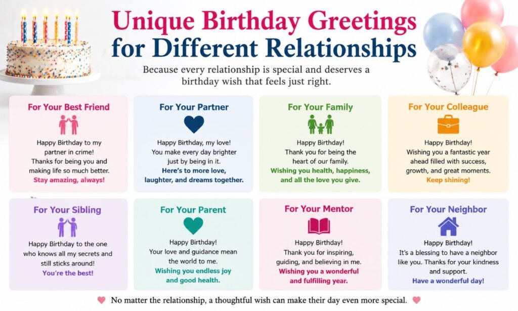 Unique Birthday Greetings for Different Relationships