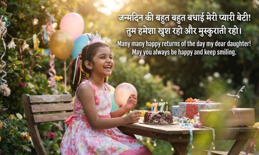 Beti Birthday Wishes in Hindi 2 Line In English