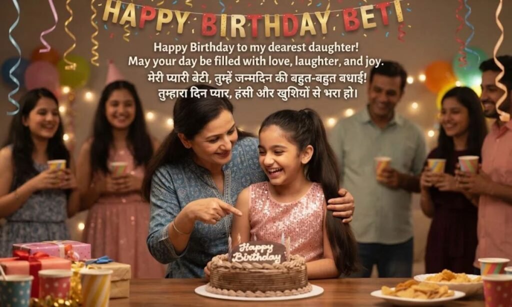Beti Ke Liye Birthday Wishes in English Hindi Text