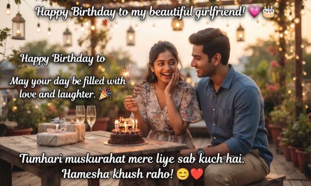 Girlfriend Birthday Wishes in Hindi English with Emojis